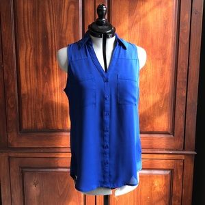 Express Portofino Sleeveless Cobalt Blue Blouse EUC